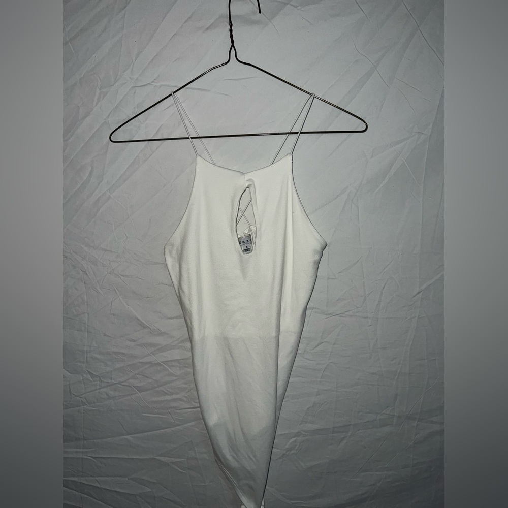 White bodysuit with cutout